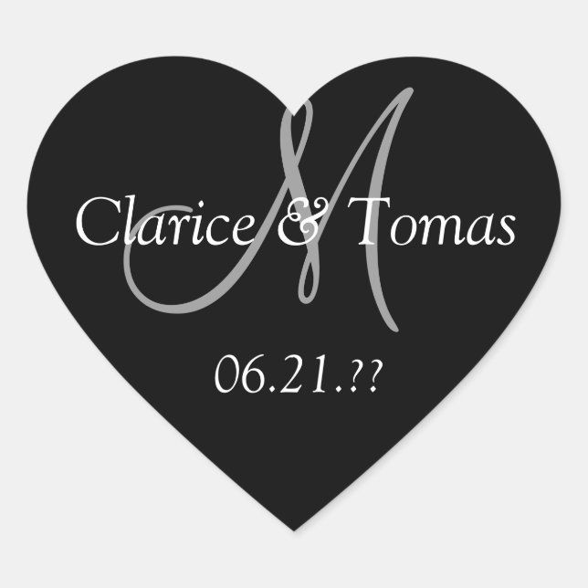 Sticker Cœur Coeurs mariages personnalisées Monogramme personna (Devant)