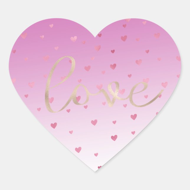 Sticker Cœur Coeurs roses Ombre Gold Love (Devant)