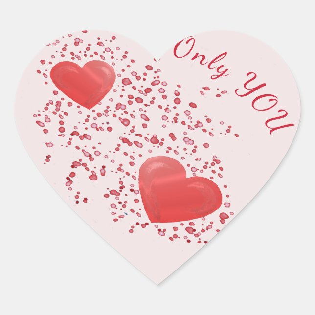 Sticker Cœur Coeurs rouges et étincelles seulement Vous Valenti (Devant)