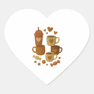 Sticker Cœur Coffee Valentine Day Love Knitted Hearts Hugs