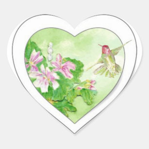 Sticker Cœur Colibri personnalisé, collection d'oiseaux