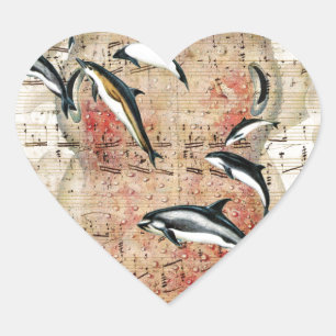 Sticker Cœur Collage d'Octopus Dolphins