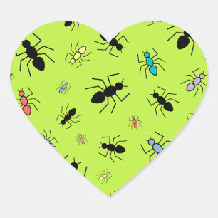 Sticker Cœur Collage Vector Ant (Arrière - plan vert herbe)
