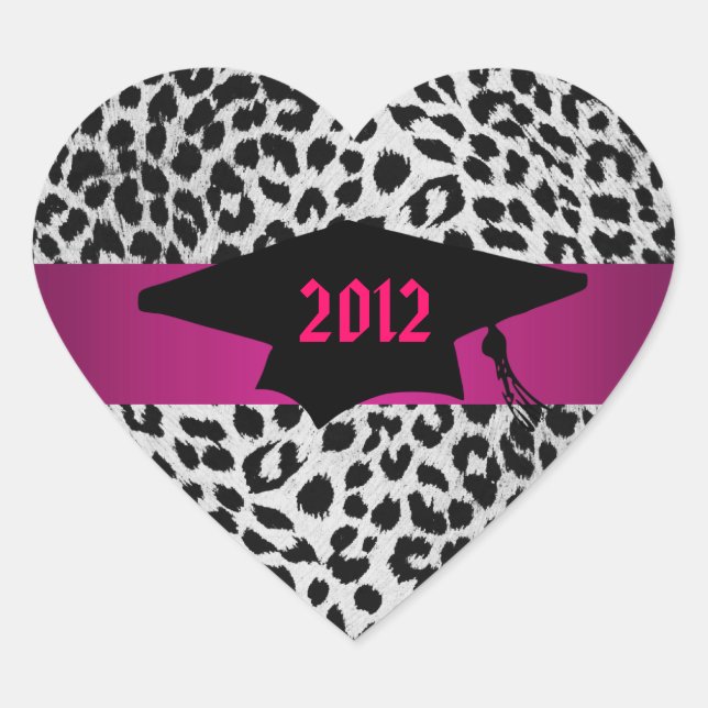 Sticker Cœur collants de graduation guépard (Devant)