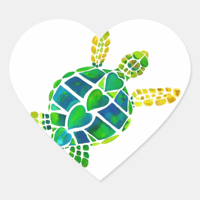 Sticker Cœur Collection d'amour de la tortue de mer (Devant)