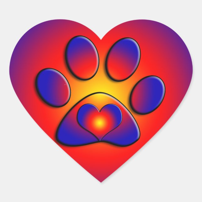 Sticker Cœur COLORÉ COLORÉ PAW Heart (Devant)