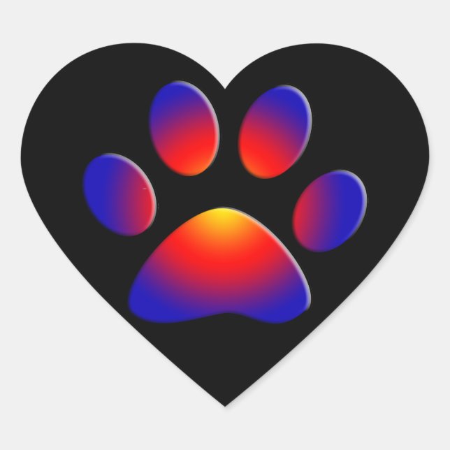 Sticker Cœur COLORÉ COLORÉ PAW Heart (Devant)