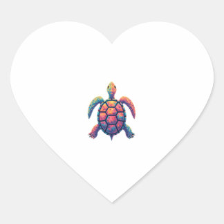 Sticker Cœur Colorful Splash Eastern Box Turtle (1)