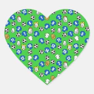 Sticker Cœur Conception de football avec Chemises Bleues