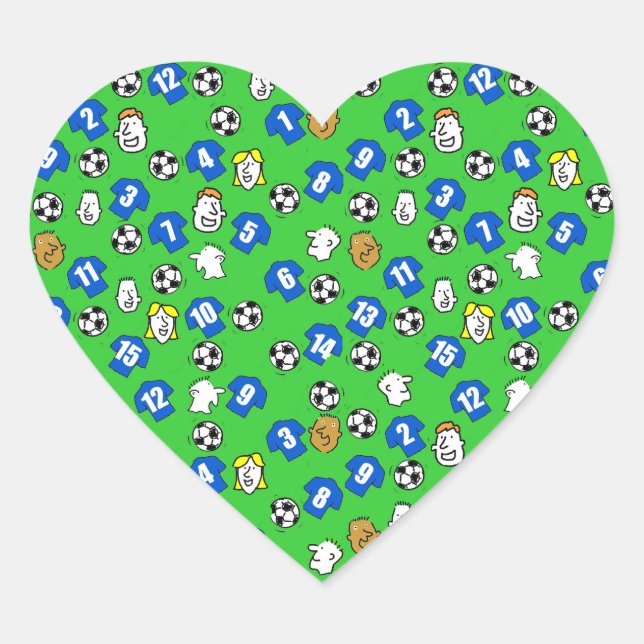 Sticker Cœur Conception de football avec Chemises Bleues (Devant)