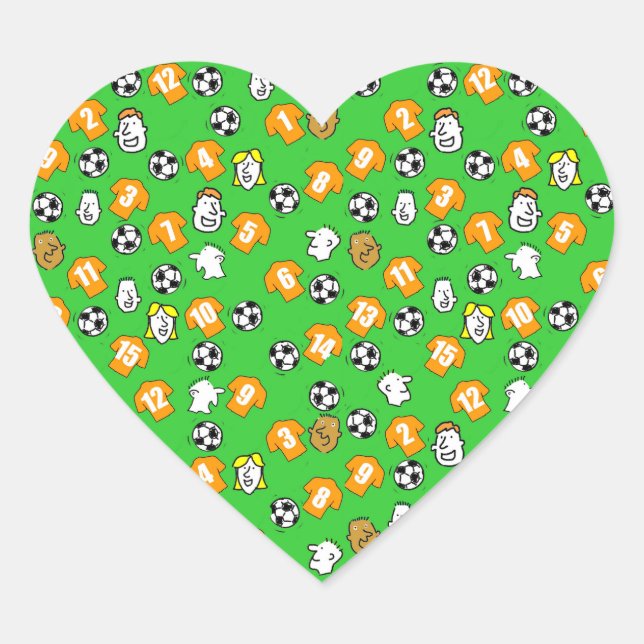 Sticker Cœur Conception de football avec chemises en or (Devant)