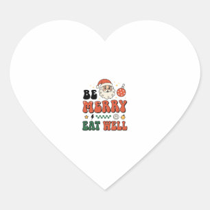 Sticker Cœur Conception de Noël soyez joyeux mangez bien Santa