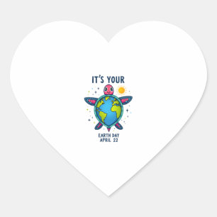 Sticker Cœur Conception de tortue de la Journée de la Terre 22