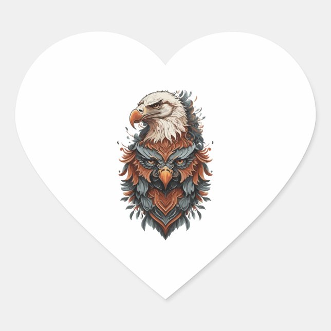 Sticker Cœur Conception double aigle (Devant)