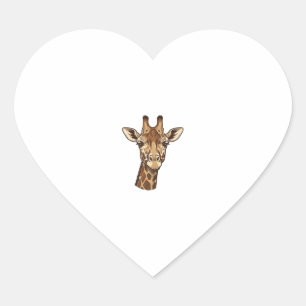 Sticker Cœur Conception vectorielle de tête de girafe gravée vi