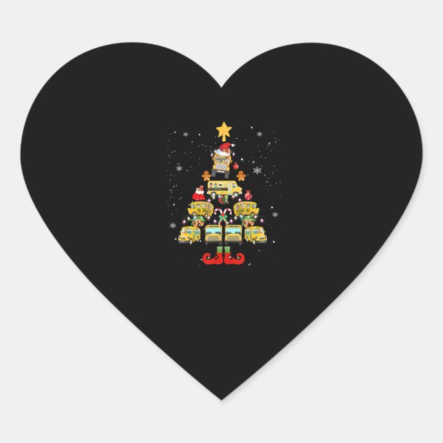 Sticker Cœur Conducteur de bus scolaire Cadeau d'arbre de Noël (Devant)