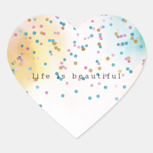 Sticker Cœur Confetti d'or rose Aqua Jaune