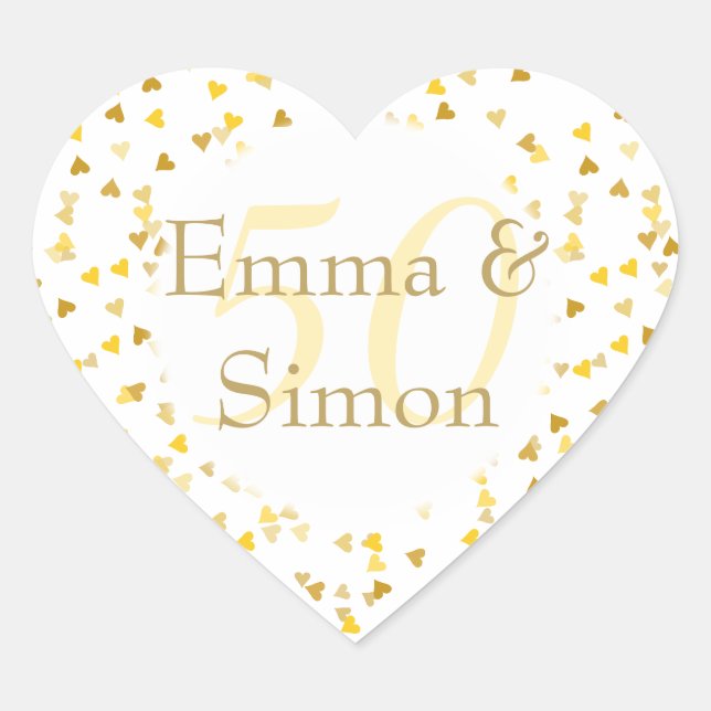 Sticker Cœur Confetti du 50e anniversaire du Mariage (Devant)