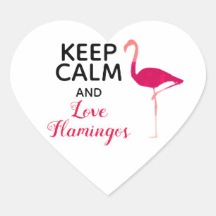 Sticker Cœur Conserver le calme et l'amour Flamants roses migno