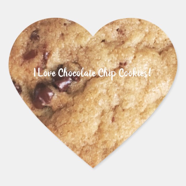 Sticker Cœur Cookie à chips de chocolat Texte personnalisé (Devant)