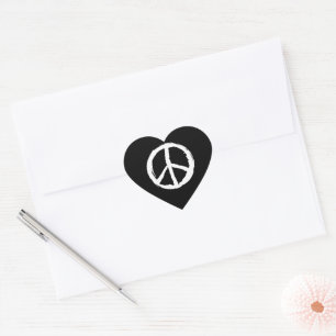 Sticker Cœur cool artistique PEACE SIGNER en forme de coeur