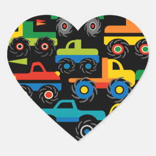 Sticker Cœur Cool Monsters Camions Transport Cadeaux pour garço