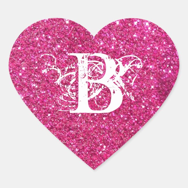 Sticker Cœur Cool Parties scintillant rose blanc Funky initial  (Devant)