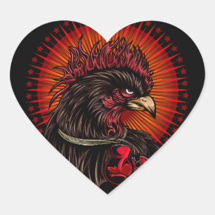 Sticker Cœur Coq de boîte