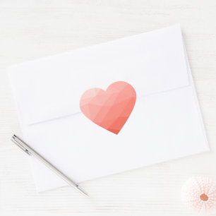 Sticker Cœur Corail rose maillage géométrique ombre motif
