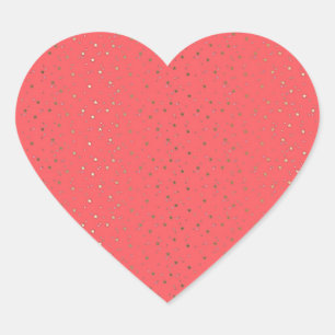 Sticker Coeur Coral Tiny Golden Stars