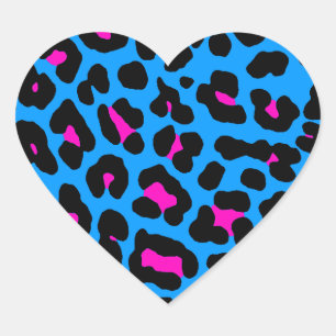 Sticker Cœur Corey Tiger 80s Leopard Spots (Bleu)