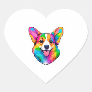Sticker Cœur Corgi couleur