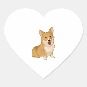 Sticker Cœur Corgi doux et souriant