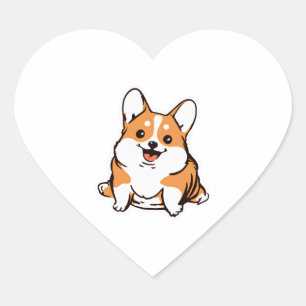 Sticker Cœur Corgi Puppy Cute Amoureux des chiens Retro