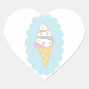 Sticker Cœur Cornet de crème glacée mignon de remous