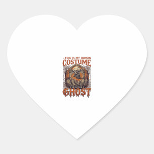 Sticker Cœur Costume Humain Fantôme Squelette Cimetière Lune Ve
