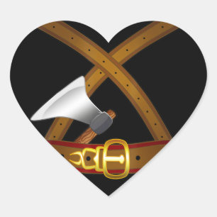 Sticker Cœur Costume Viking Halloween Belt Ax Easy Cosplay Out