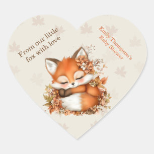 Sticker Cœur Cosy Renard d'automne Baby shower Cosy Woodland Pa