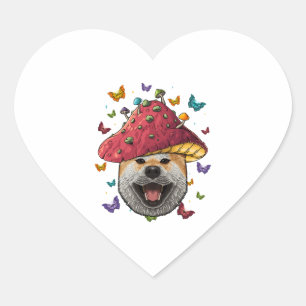 Sticker Cœur Cottagecore Shiba Inu Mushroom esthétique mignet