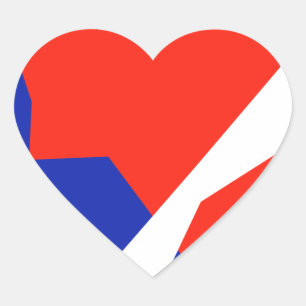 Sticker Cœur Couleurs du drapeau bleu rouge blanc