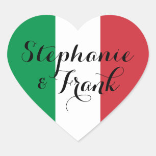 Sticker Cœur Couleurs du drapeau italien pour un mariage