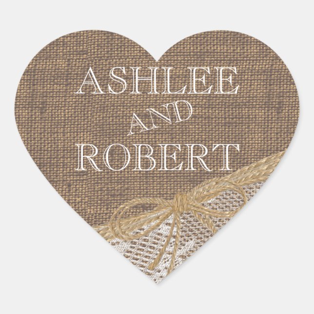 Sticker Cœur Country Burlap et Twine (Devant)
