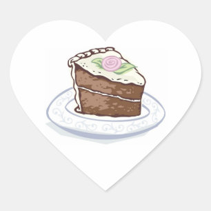 Sticker Cœur Coupe de gâteau au chocolat avec mariage d'accent 