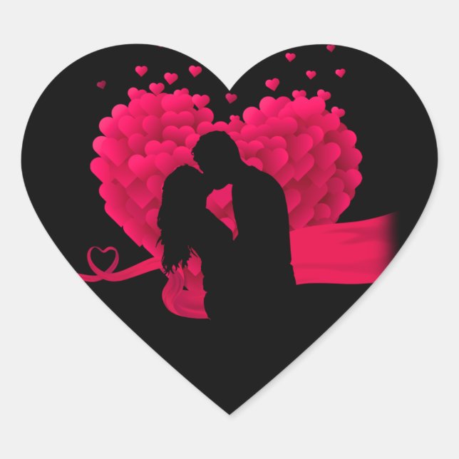 Sticker Cœur Couple en amour Coeurs rouges (Devant)
