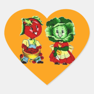 Sticker Cœur Couple végétal vintage