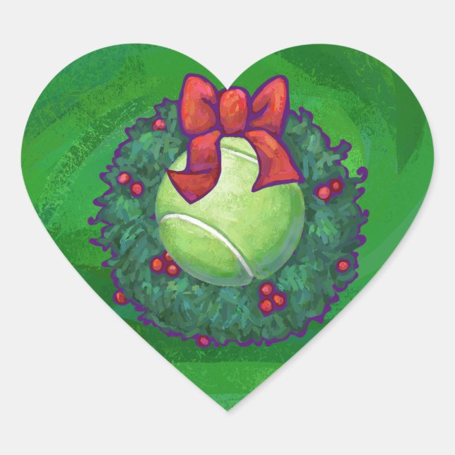 Sticker Cœur Courbe de Noël de Tennis Ball sur Green (Devant)