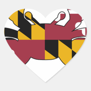 Sticker Cœur Crabe de drapeau du Maryland