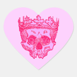 Sticker Cœur Crâne à couronne vintage