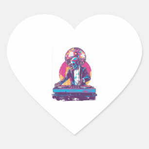 Sticker Cœur Crâne de DJ de mariage � Squelette de fête formell