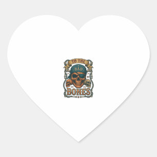 Sticker Cœur Crâne de pirate Bad Bones Bandana Corde Os croisés
